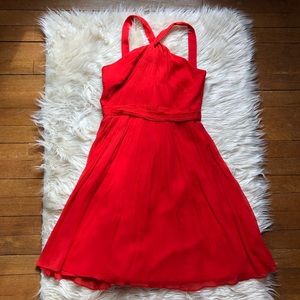 J. Crew Red Silk Chiffon Dress Sz 2